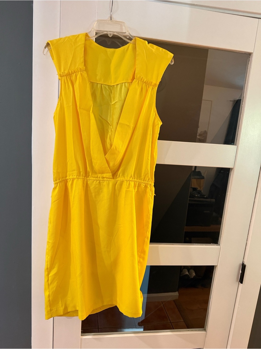 Bright Yellow V-Neck Midi Dress